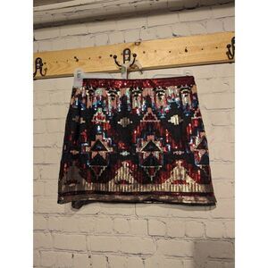 Marine blue stretchy sequined miniskirt small